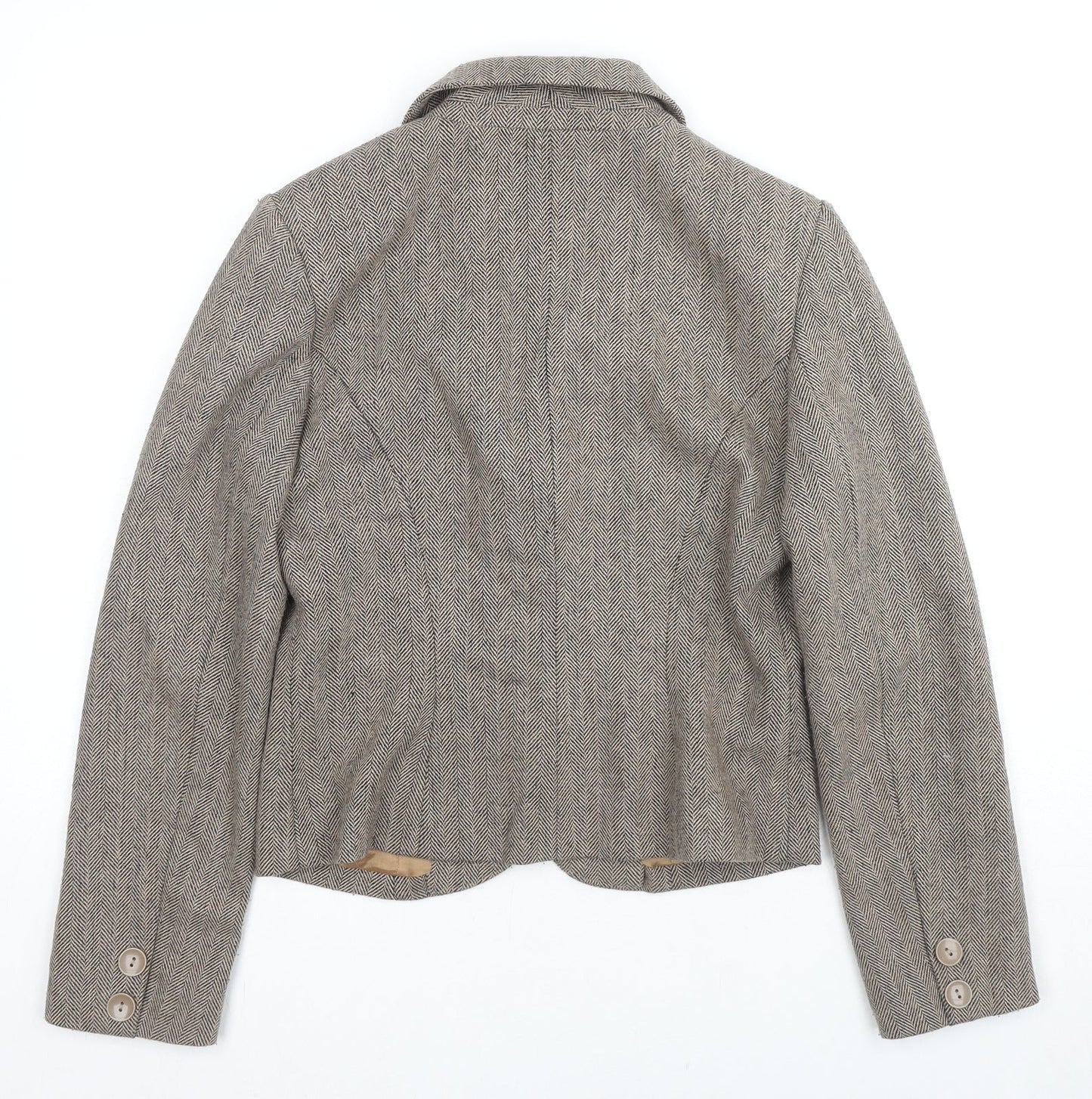 Ronit Zilkha Womens Beige Geometric Jacket Blazer Size 10 Button