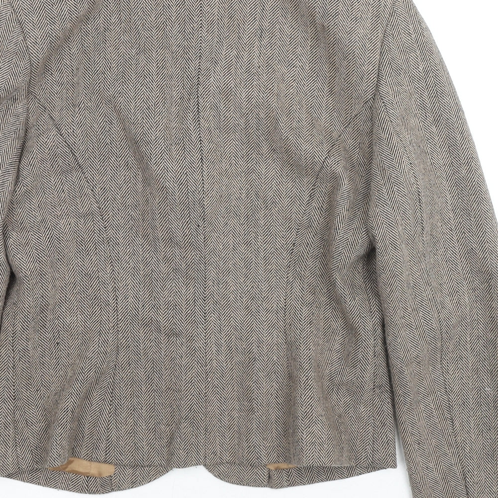 Ronit Zilkha Womens Beige Geometric Jacket Blazer Size 10 Button