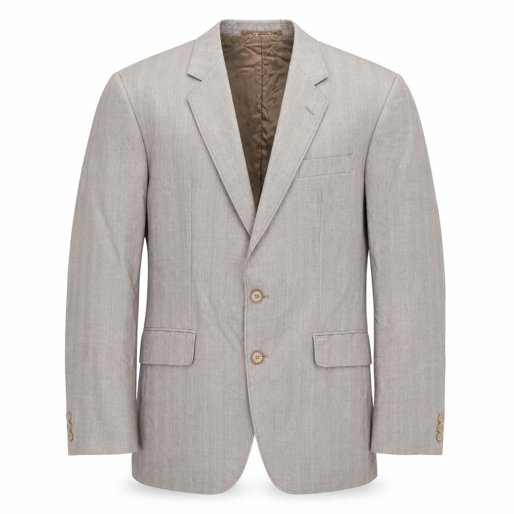 Trevira Mens Grey Striped Polyester Jacket Suit Jacket Size 42 Regular