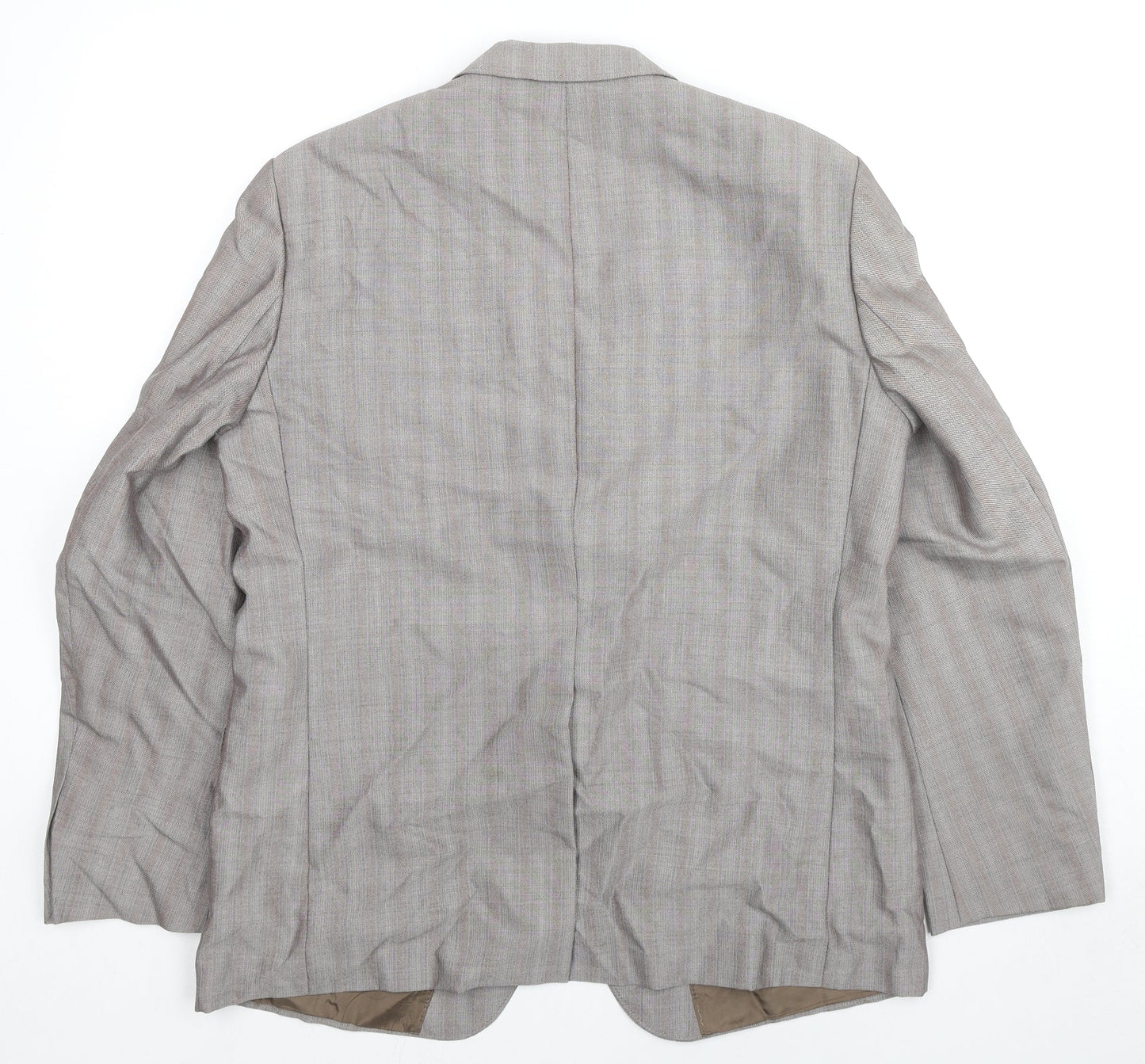 Trevira Mens Grey Striped Polyester Jacket Suit Jacket Size 42 Regular