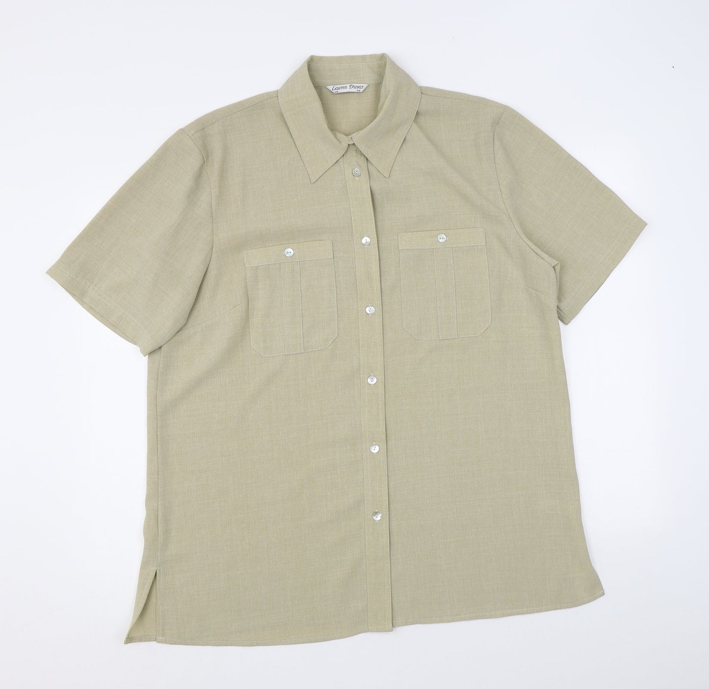 Lauren Duvar Womens Beige Polyester Basic Button-Up Size 20 Collared