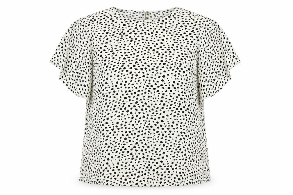 Gomorn Womens White Geometric Polyester Basic T-Shirt Size XL Round Neck