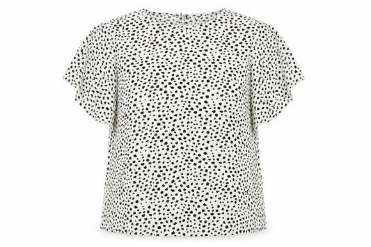 Gomorn Womens White Geometric Polyester Basic T-Shirt Size XL Round Neck