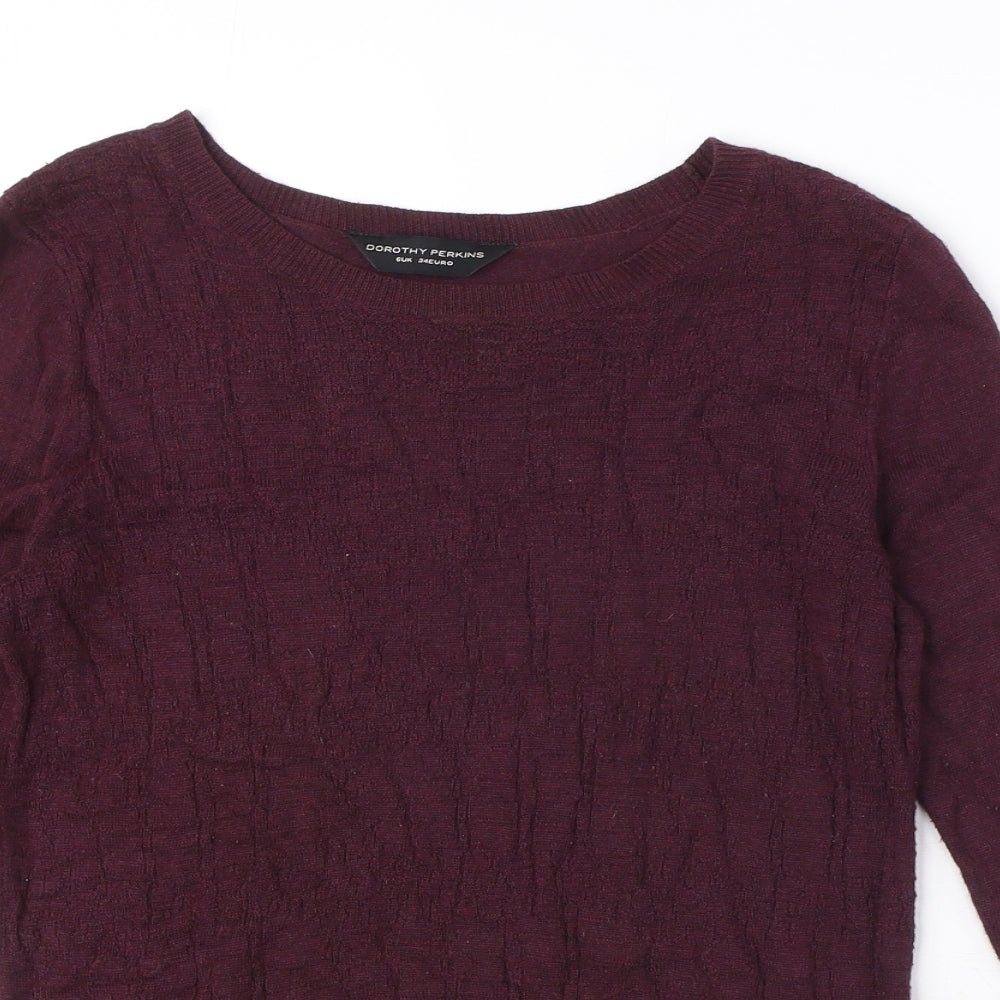 Dorothy Perkins Womens Purple Round Neck Viscose Pullover Jumper Size 6