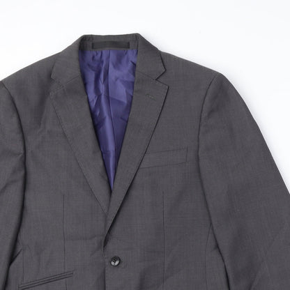 Close-up detail of Autograph men’s grey wool jacket suit jacket, size M, regular
