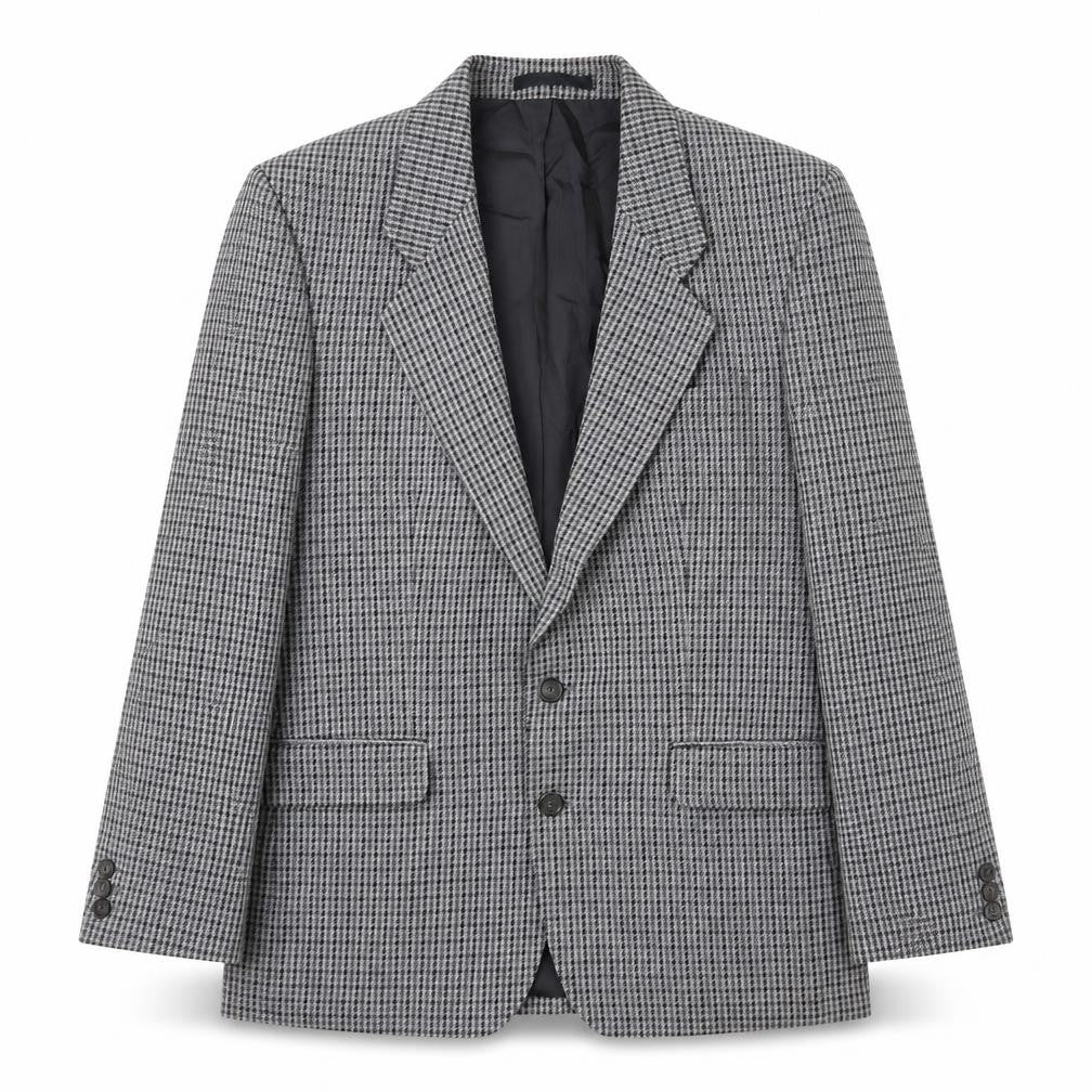 St Michael Womens Grey Plaid Wool Jacket Blazer Size L