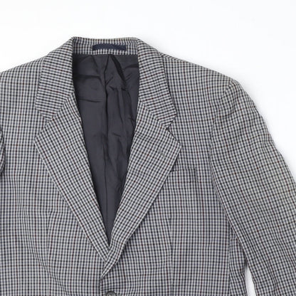 St Michael Womens Grey Plaid Wool Jacket Blazer Size L