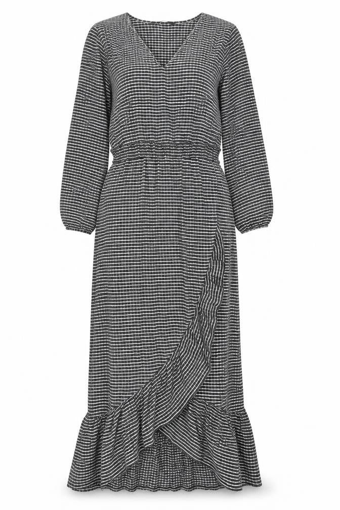 AKDL Womens Black Geometric Polyester Maxi Size M V-Neck Pullover