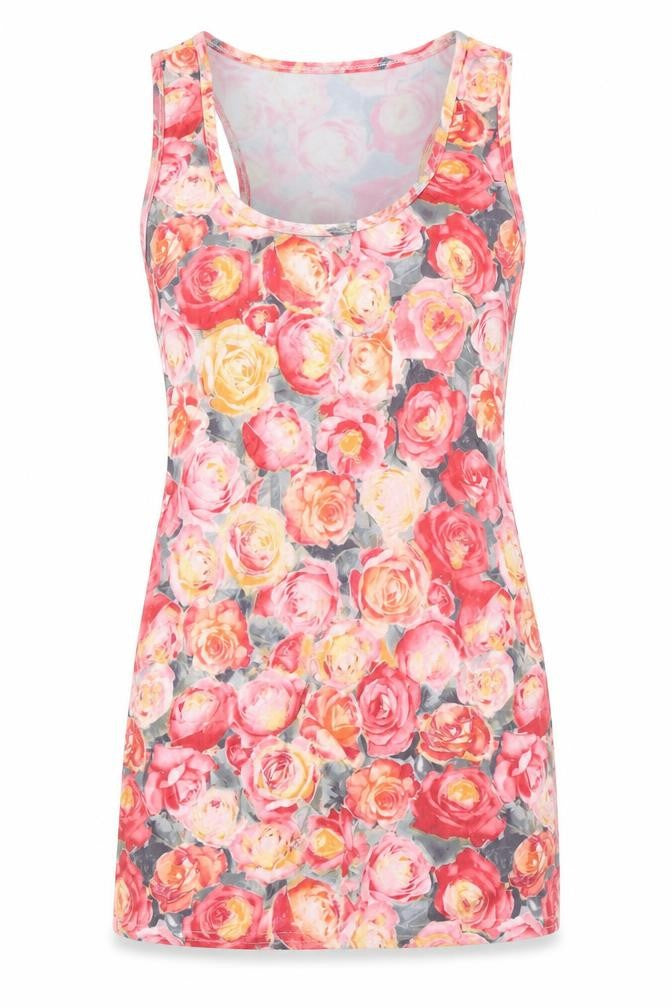 Cotton Candy Womens Multicoloured Floral Nylon Mini Size S Scoop Neck Pullover