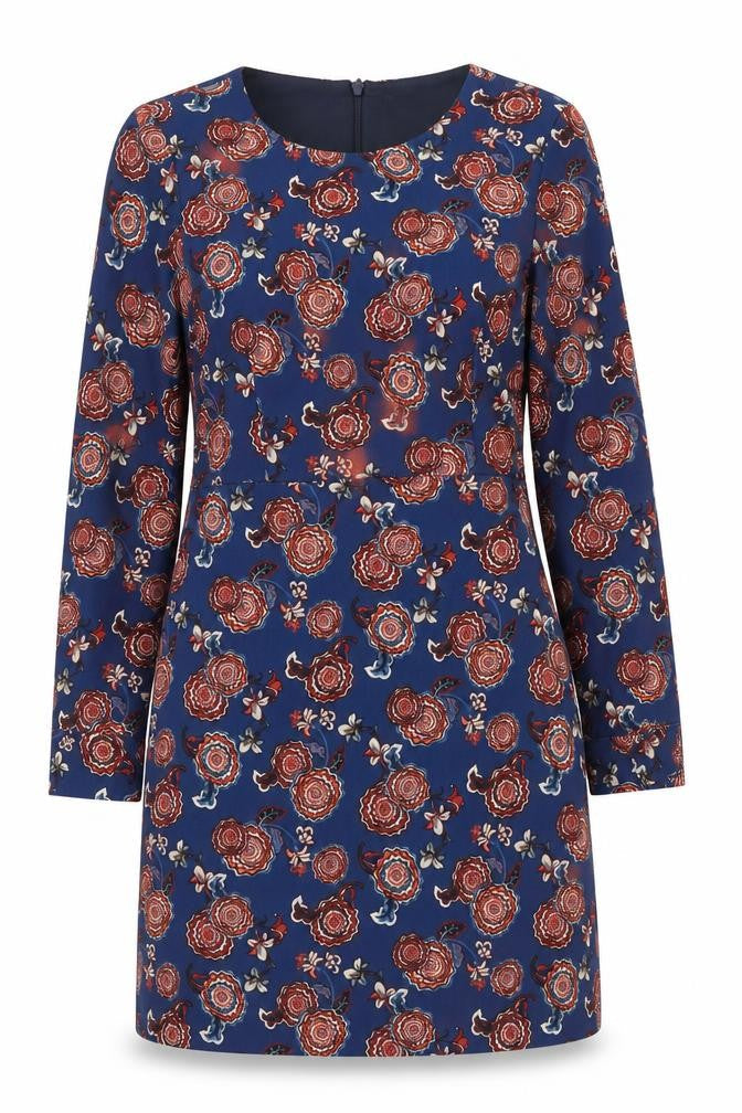 Zara Womens Multicoloured Floral Polyester A-Line Size L Round Neck Zip