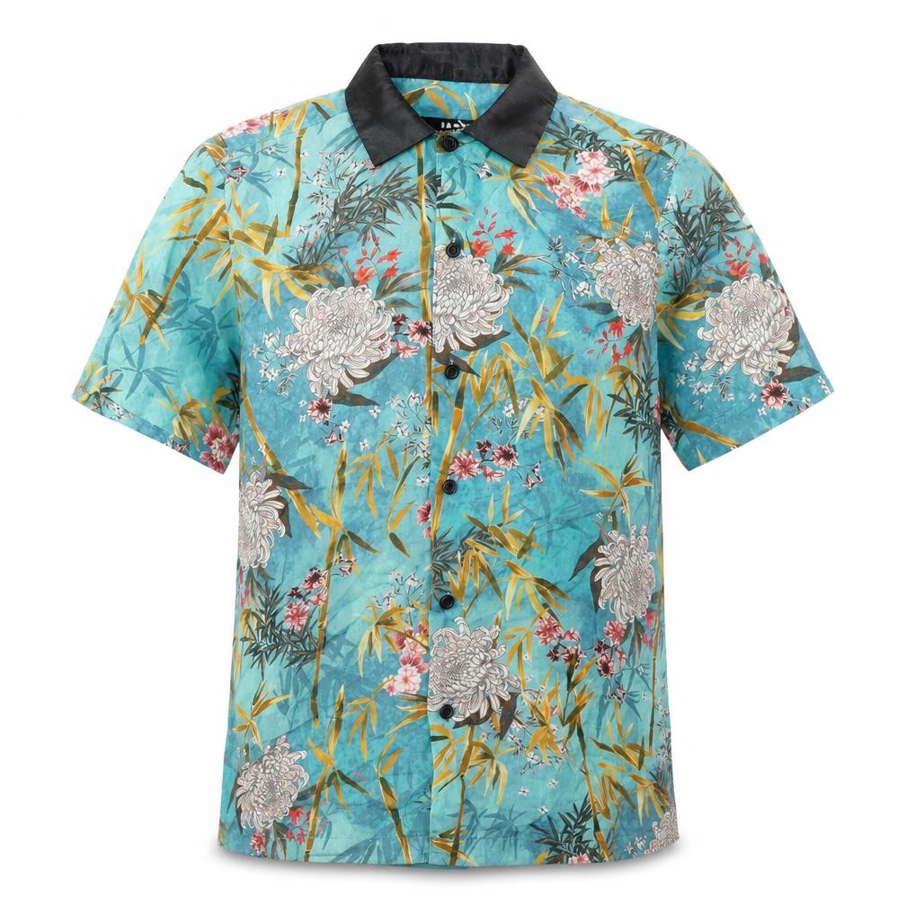 Jade Mens Multicoloured Geometric Viscose Button-Up Size XS Collared Button - Plant Print