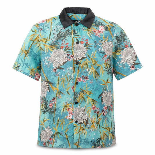 Jade Mens Multicoloured Geometric Viscose Button-Up Size XS Collared Button - Plant Print