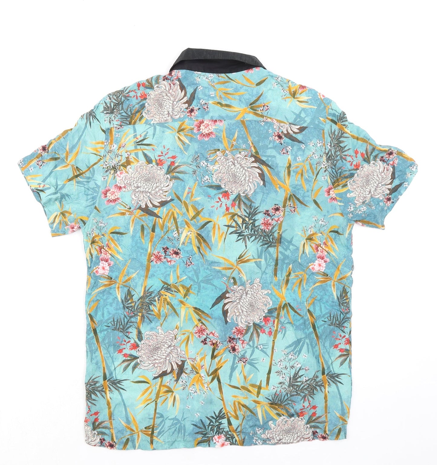Jade Mens Multicoloured Geometric Viscose Button-Up Size XS Collared Button - Plant Print