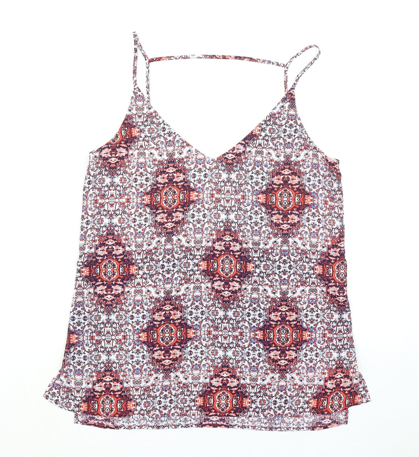 Just Jeans Womens Multicoloured Geometric Polyester Basic Tank Size 10 V-Neck