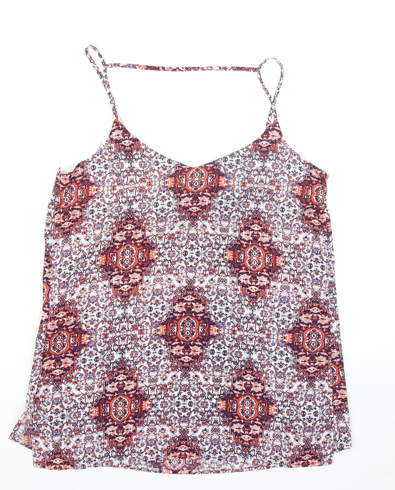 Just Jeans Womens Multicoloured Geometric Polyester Basic Tank Size 10 V-Neck