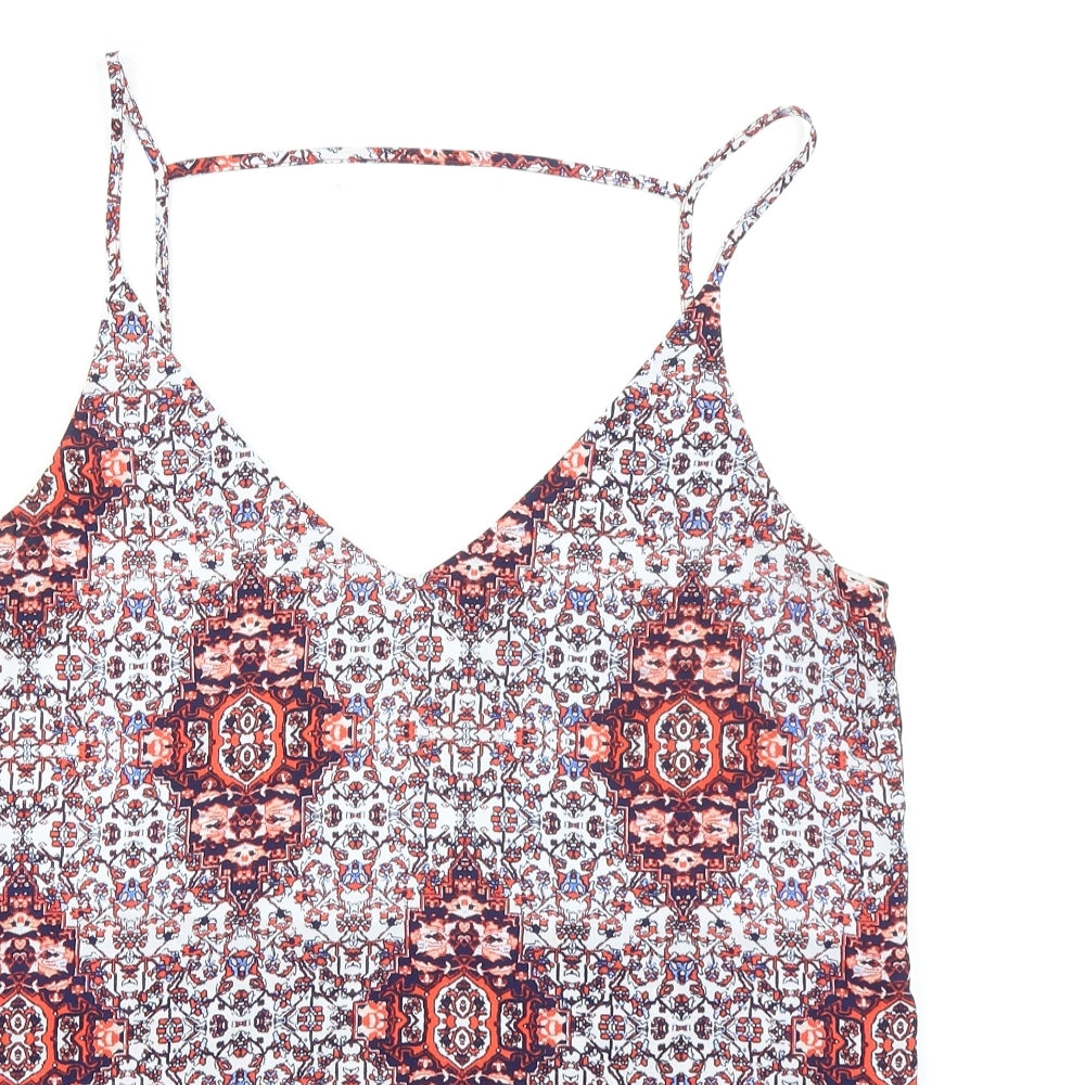 Just Jeans Womens Multicoloured Geometric Polyester Basic Tank Size 10 V-Neck