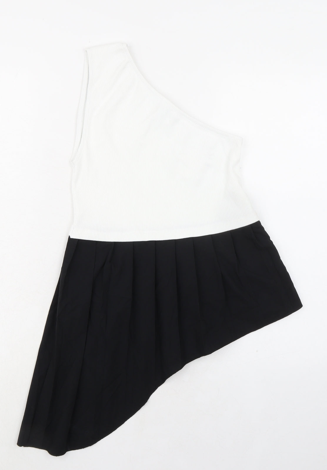 Zara Womens Black Polyester Basic Tank Size S Round Neck - Asymmetric