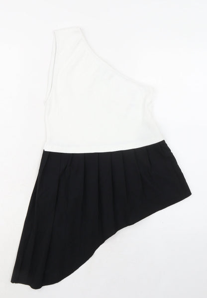 Zara Womens Black Polyester Basic Tank Size S Round Neck - Asymmetric
