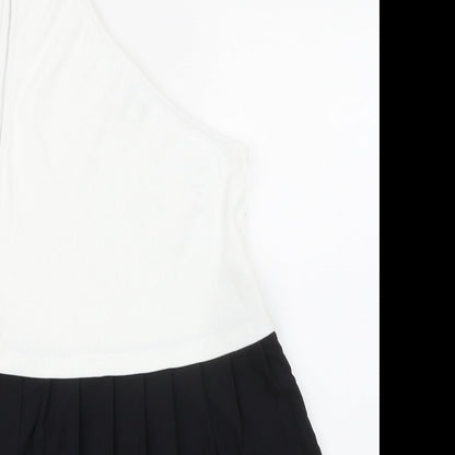 Zara Womens Black Polyester Basic Tank Size S Round Neck - Asymmetric