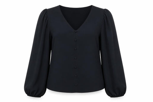 Marks and Spencer Womens Black Polyester Basic Blouse Size 8 V-Neck