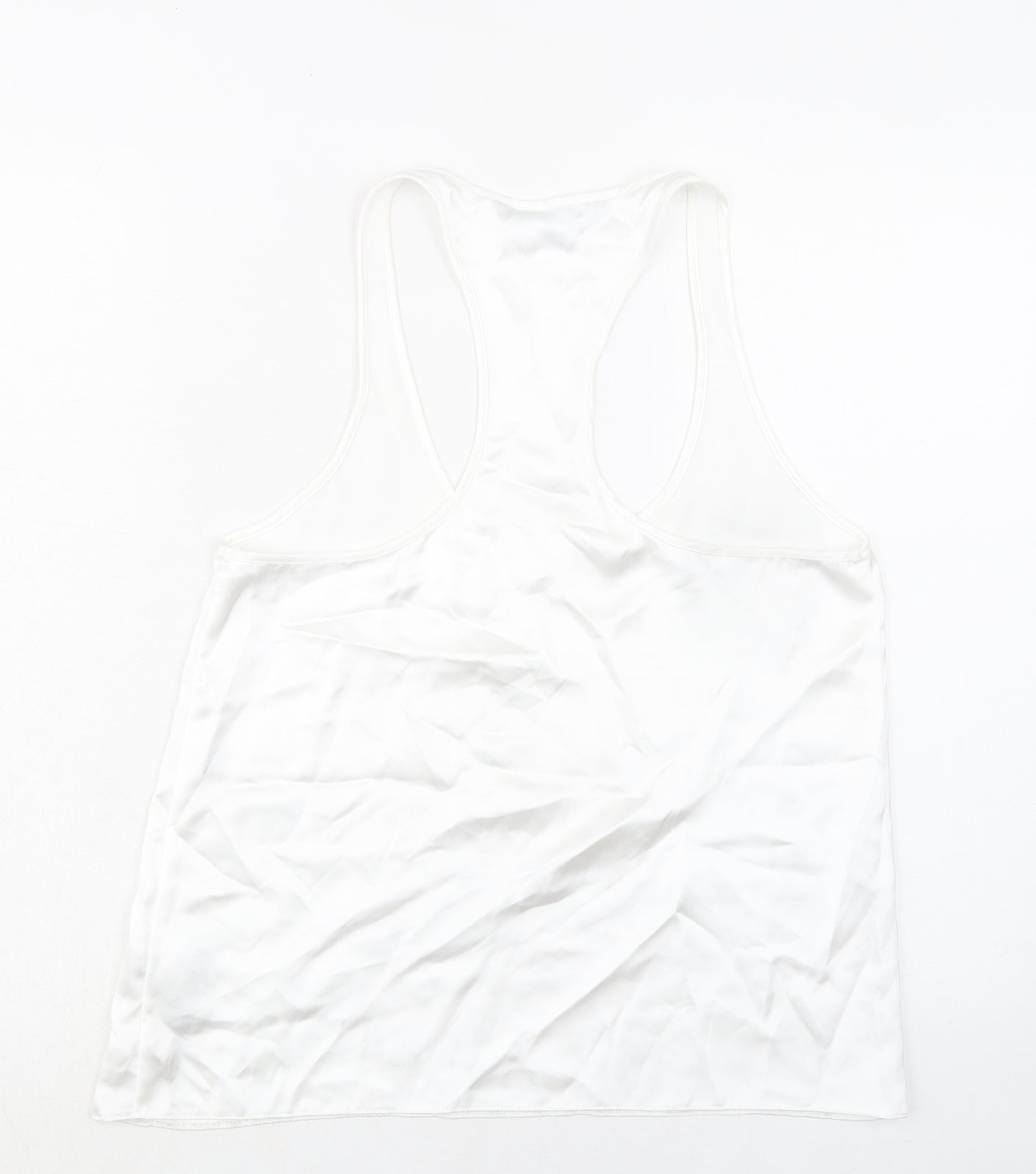 Zara Womens White Polyester Basic Tank Size M Scoop Neck