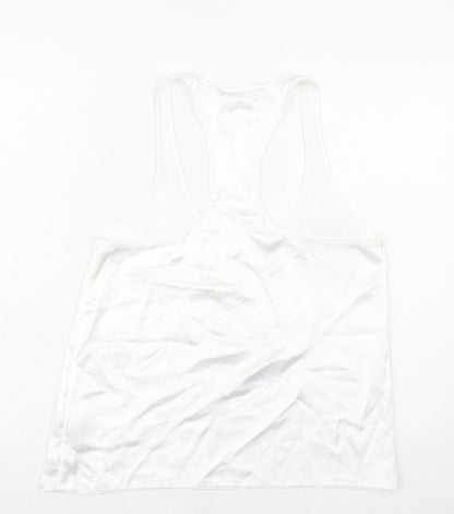 Zara Womens White Polyester Basic Tank Size M Scoop Neck