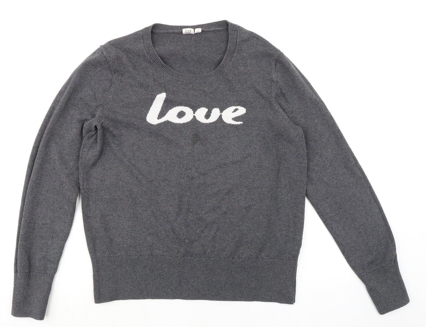 Gap Womens Grey Round Neck Cotton Pullover Jumper Size L Pullover - Love