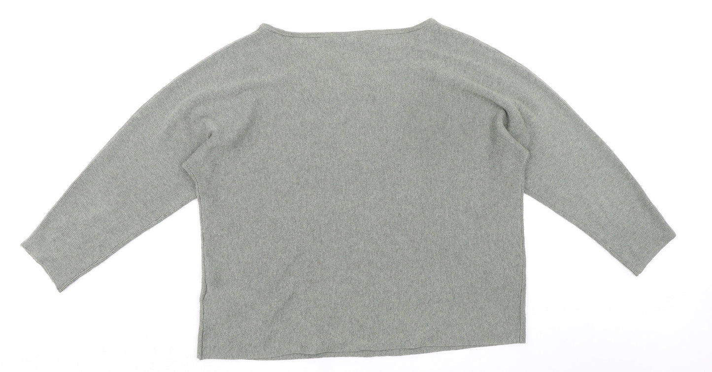 H&M Womens Green Round Neck Polyester Pullover Jumper Size M