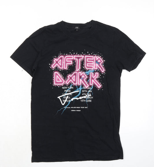 River Island Womens Black 100% Cotton Basic T-Shirt Size 8 Round Neck - After Dark