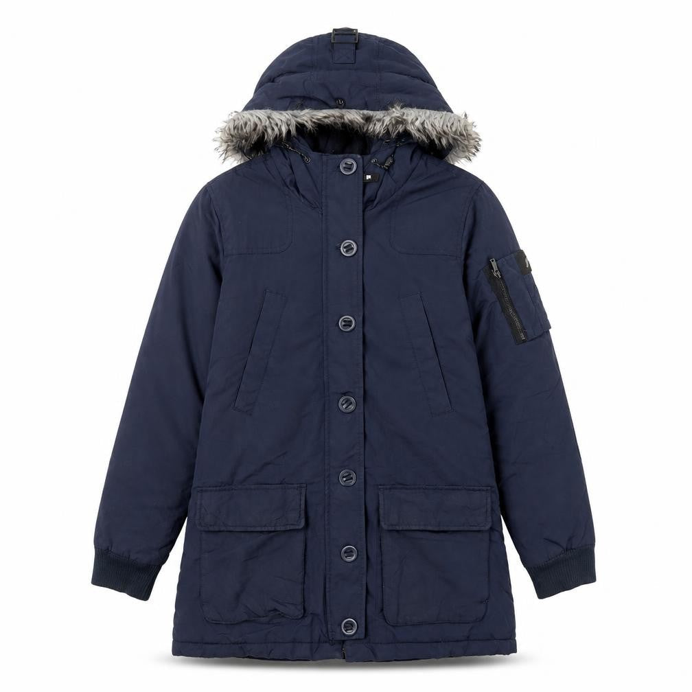 Brookhaven Womens Blue Parka Coat Size 12 Zip