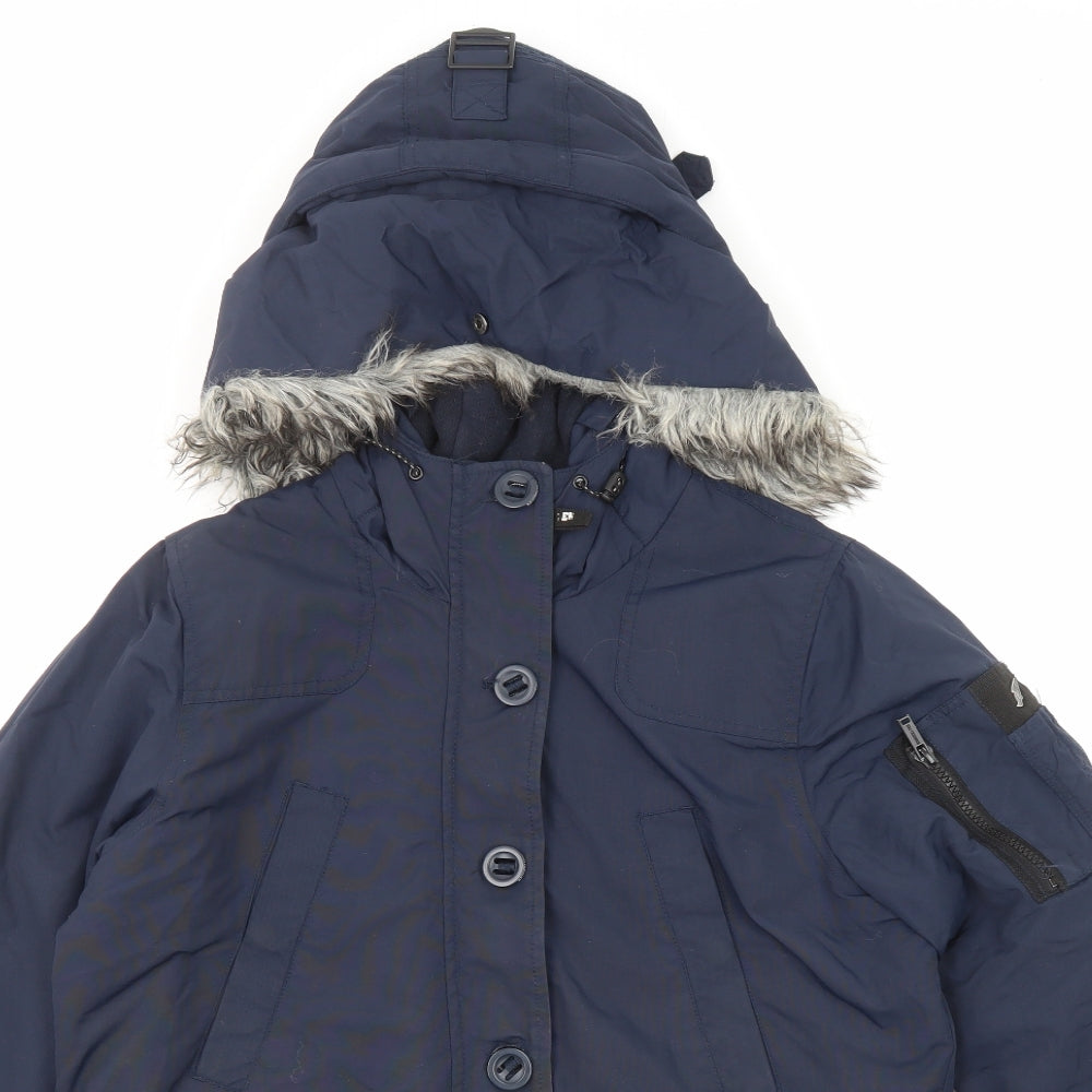 Brookhaven Womens Blue Parka Coat Size 12 Zip