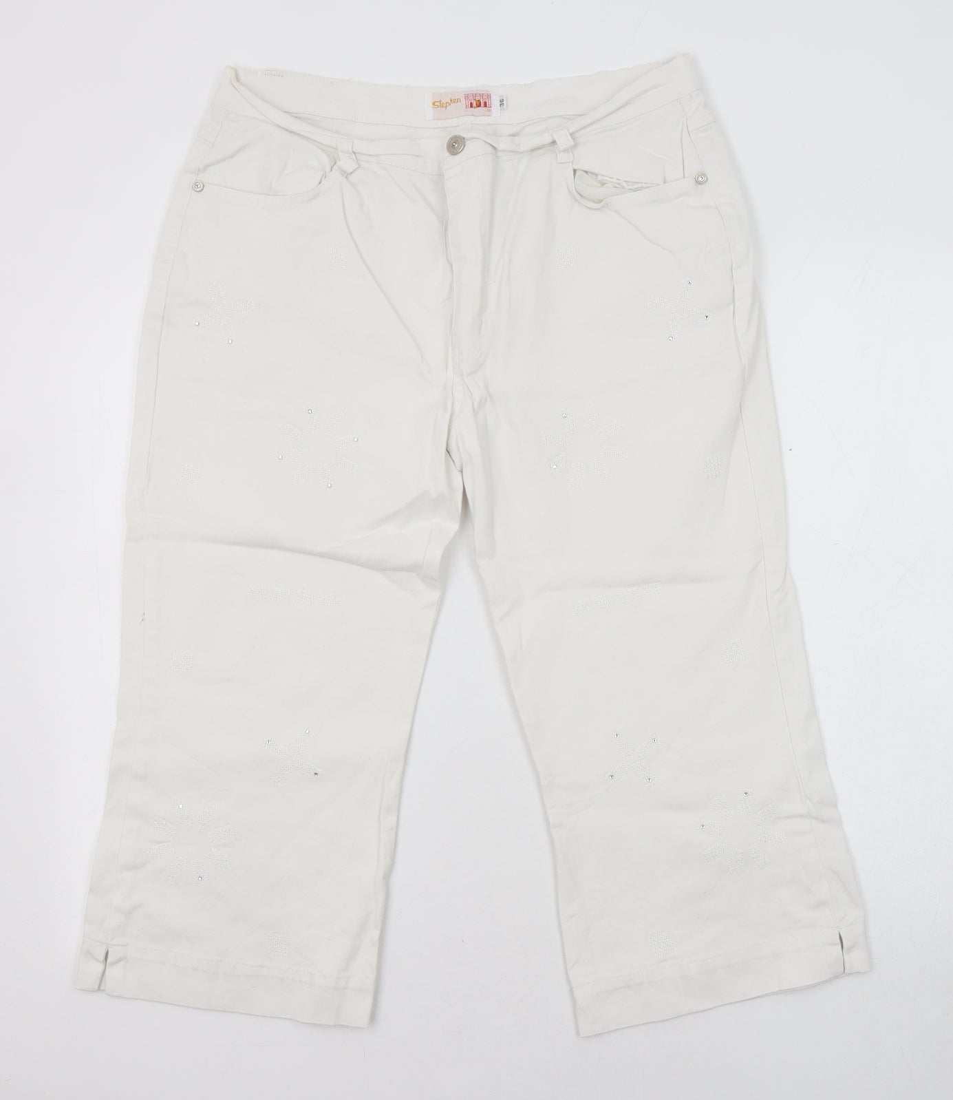 Stephen Womens White Cotton Cropped Jeans Size 30 in Regular Zip
