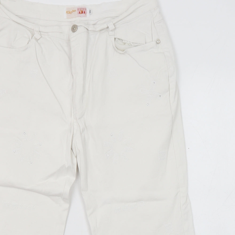 Stephen Womens White Cotton Cropped Jeans Size 30 in Regular Zip