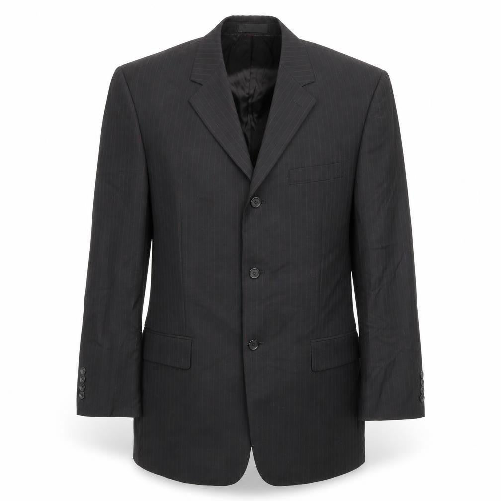 BHS Mens Black Striped Wool Jacket Suit Jacket Size 40 Regular