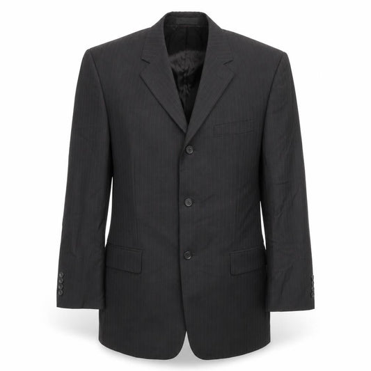BHS Mens Black Striped Wool Jacket Suit Jacket Size 40 Regular
