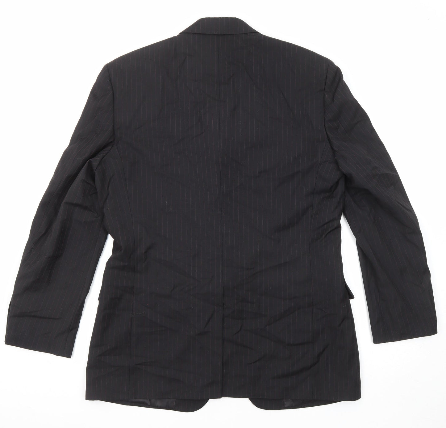 BHS Mens Black Striped Wool Jacket Suit Jacket Size 40 Regular
