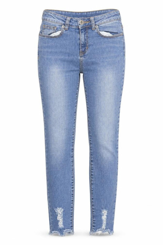 Maison Cinqcent Womens Blue Cotton Skinny Jeans Size 10 L27 in Regular Zip - Raw Hem