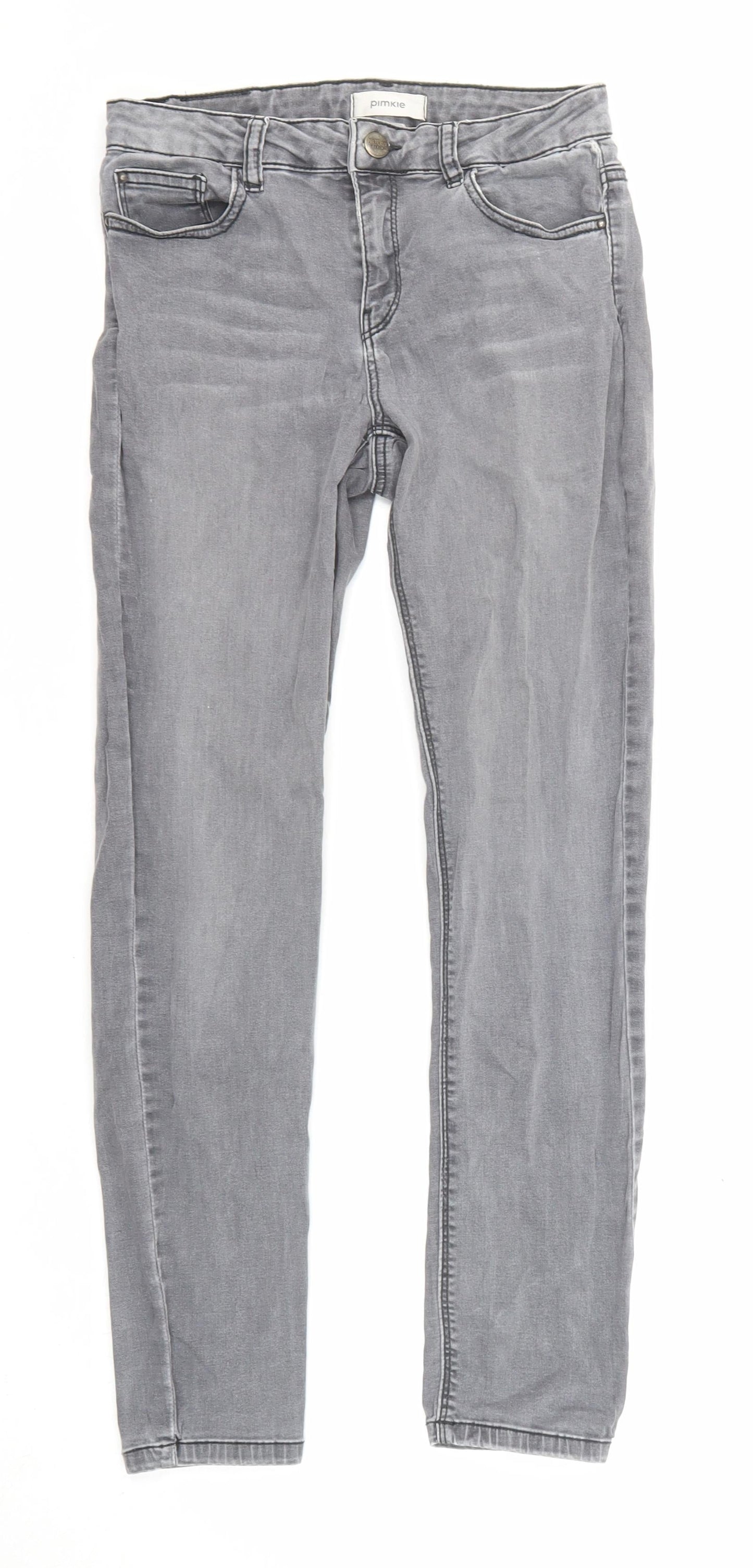 Pimkie Womens Grey Cotton Skinny Jeans Size 8 L26 in Regular Zip