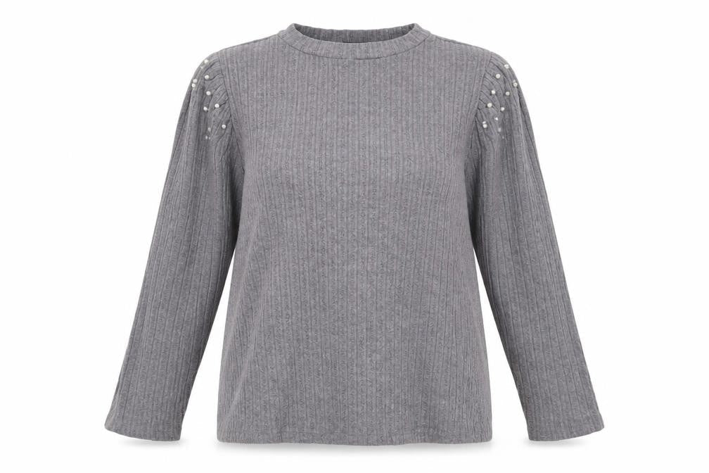 Design History Womens Grey Round Neck Polyester Pullover Jumper Size 20