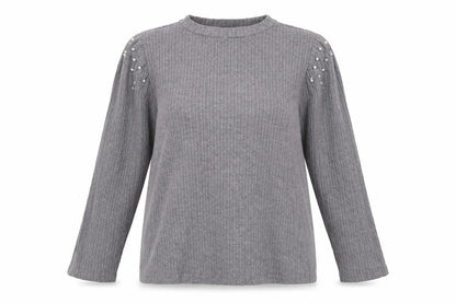 Design History Womens Grey Round Neck Polyester Pullover Jumper Size 20