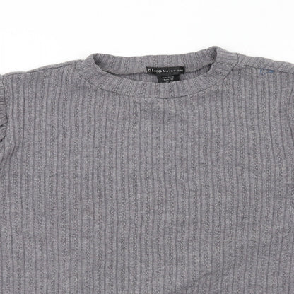 Design History Womens Grey Round Neck Polyester Pullover Jumper Size 20