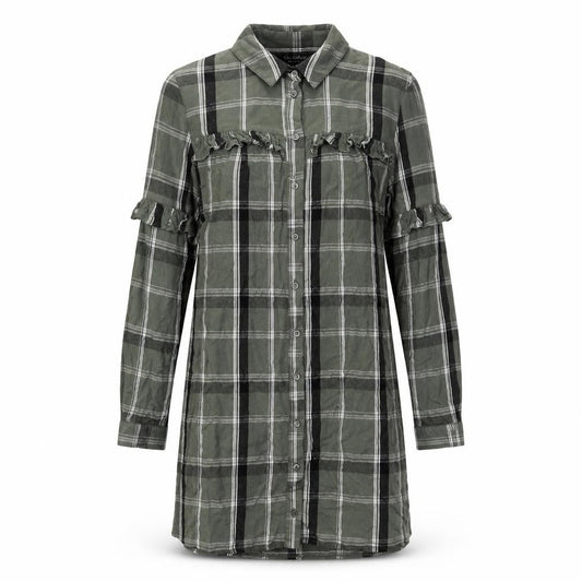 Miss Selfridge Womens Green Plaid Viscose Shirt Dress Size 8 Collared Button
