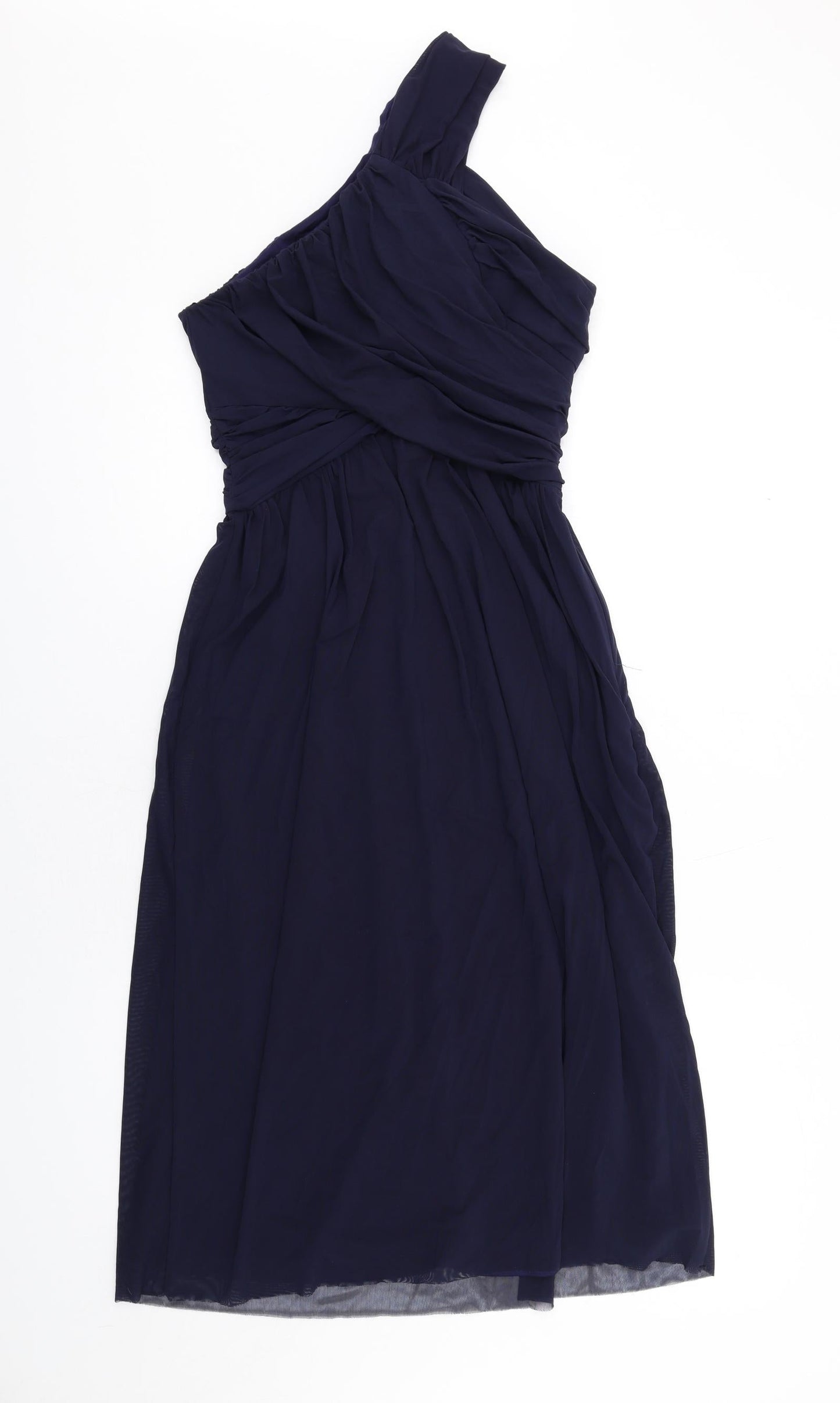 ASOS Womens Blue Polyester Fit & Flare Size 10 One Shoulder Zip