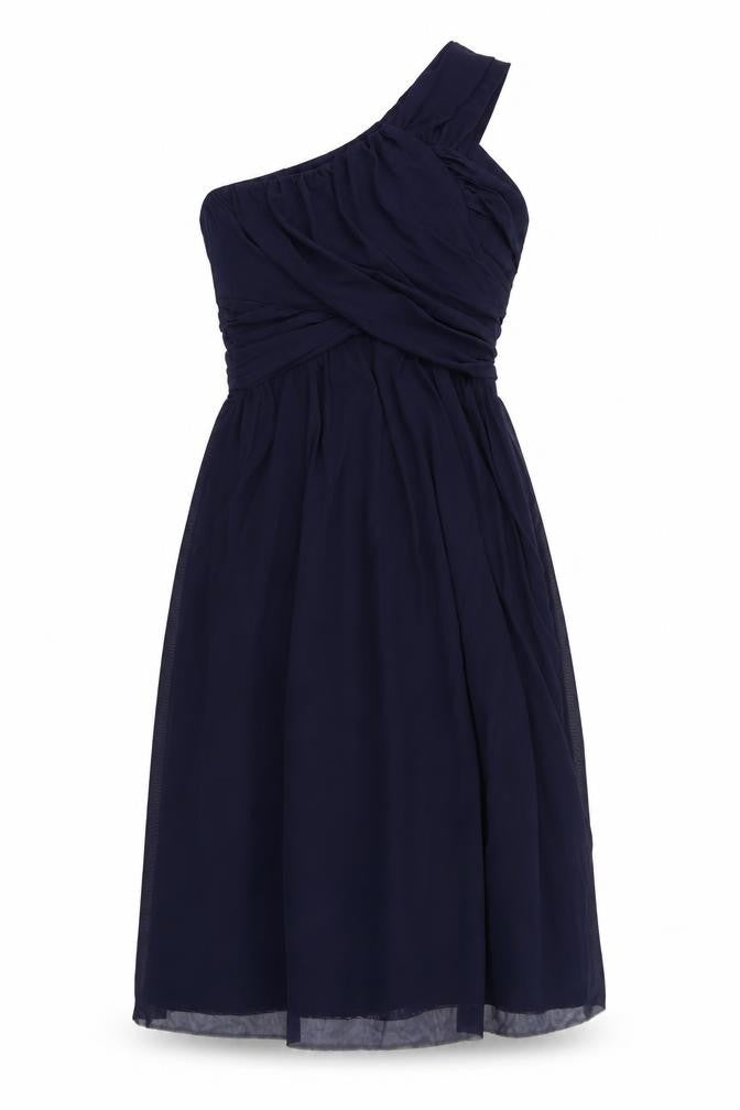 ASOS Womens Blue Polyester Fit & Flare Size 10 One Shoulder Zip
