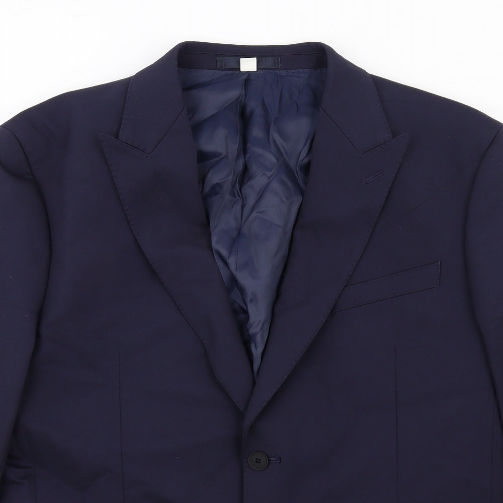 Marks and Spencer Mens Blue Wool Jacket Suit Jacket Size 42 Regular