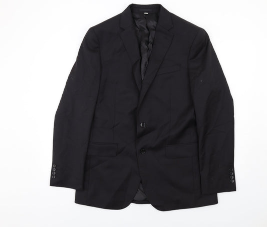 Marks and Spencer Mens Black Wool Jacket Suit Jacket Size 40 Regular