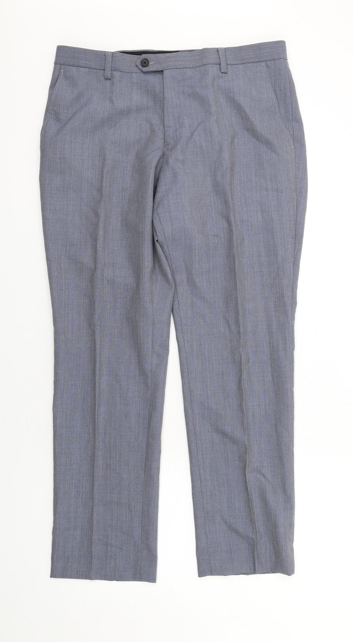 Next Womens Blue Wool Dress Pants Trousers Size 34 L29 in Regular Zip