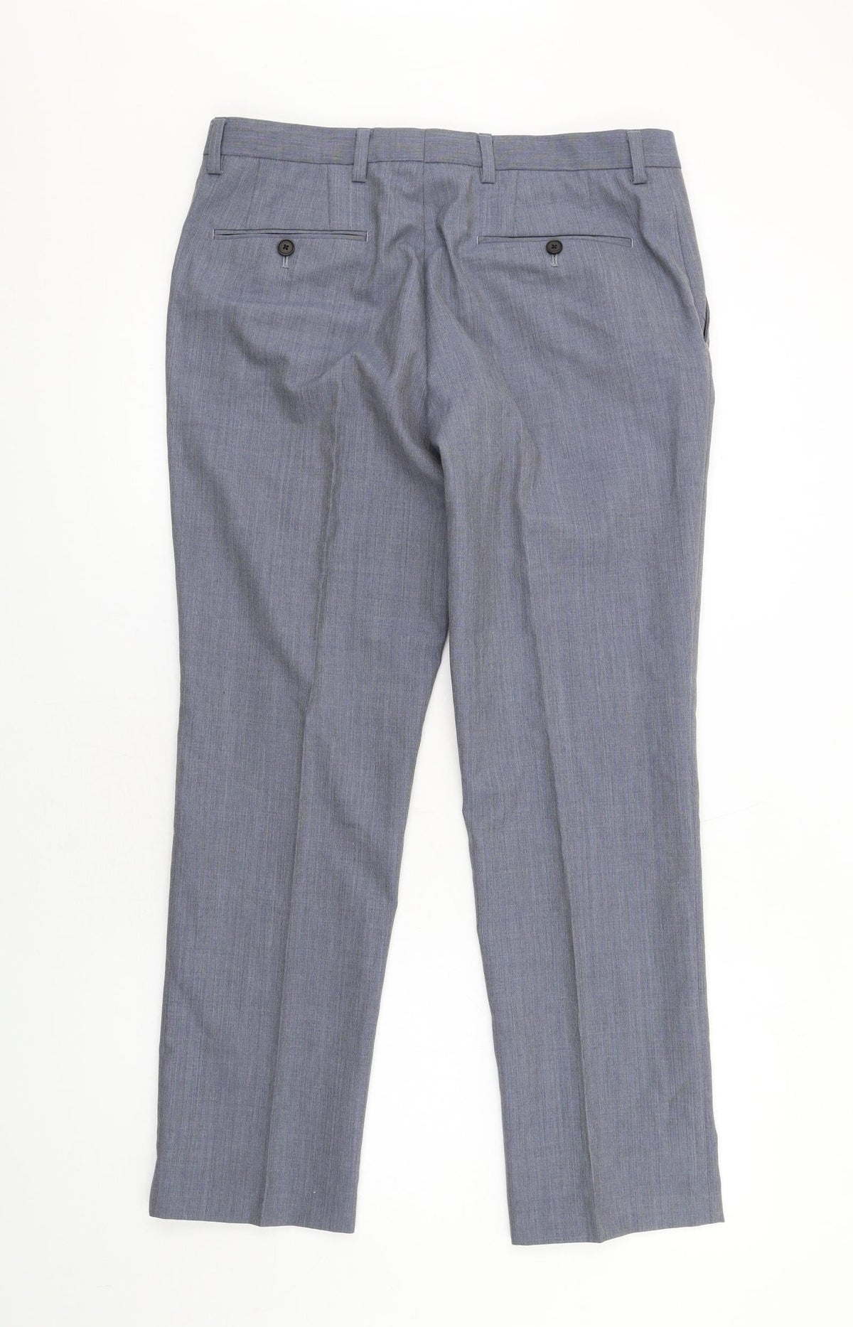 Next Womens Blue Wool Dress Pants Trousers Size 34 L29 in Regular Zip