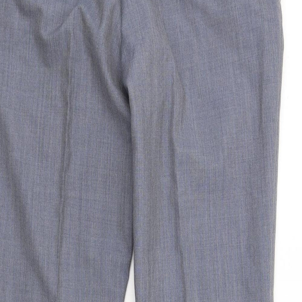 Next Womens Blue Wool Dress Pants Trousers Size 34 L29 in Regular Zip