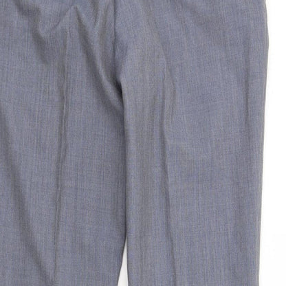 Next Womens Blue Wool Dress Pants Trousers Size 34 L29 in Regular Zip
